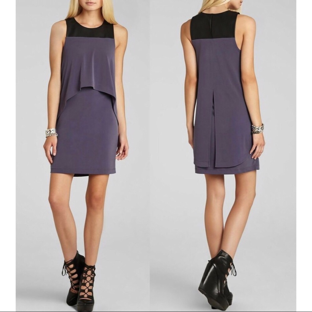 BCBGeneration Vapor Faux Leather Layered Dress